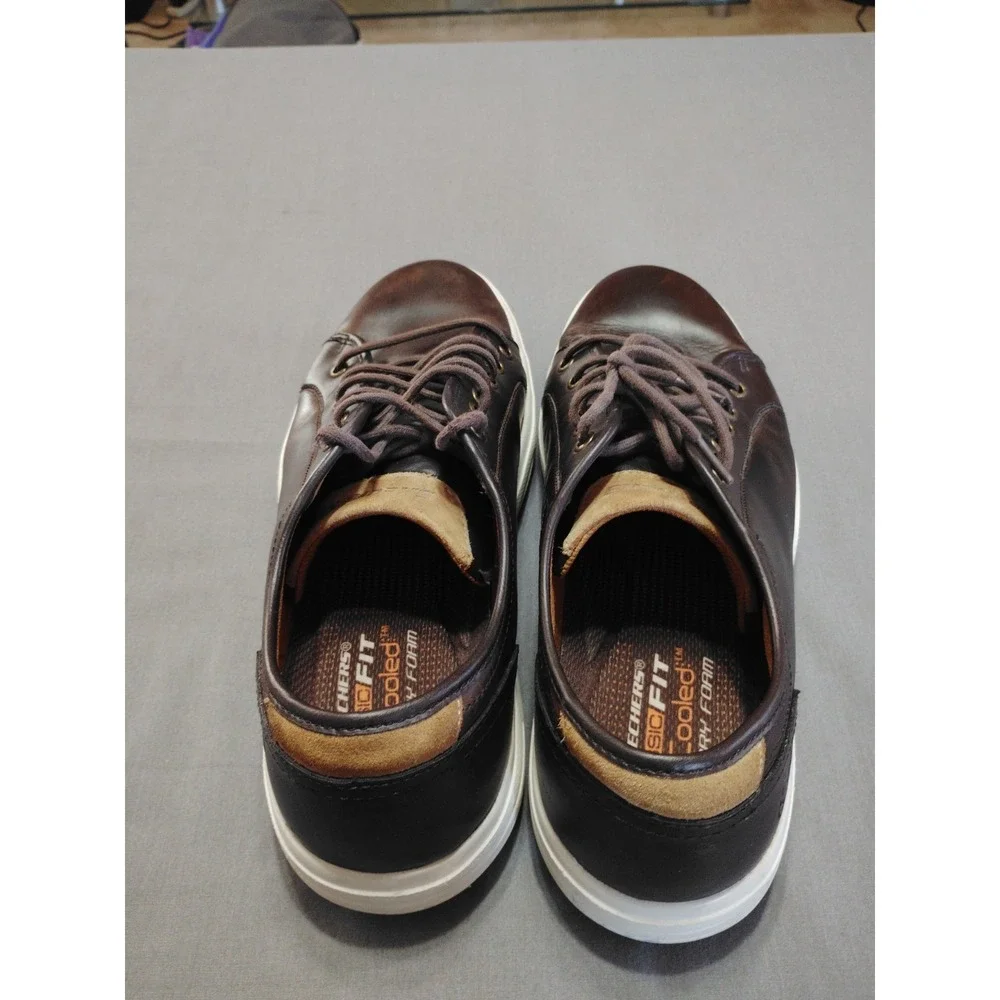 Skechers Classic Fit Me Shoes Air-Cooled Memory Foam Brown‎ Leather Preppy 13***